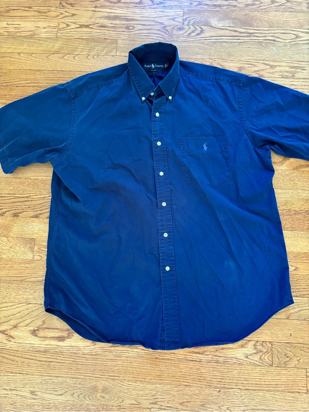 Ralph Lauren Blake Men’s Large Button Down Short Sleeve Navy Blue Shirt